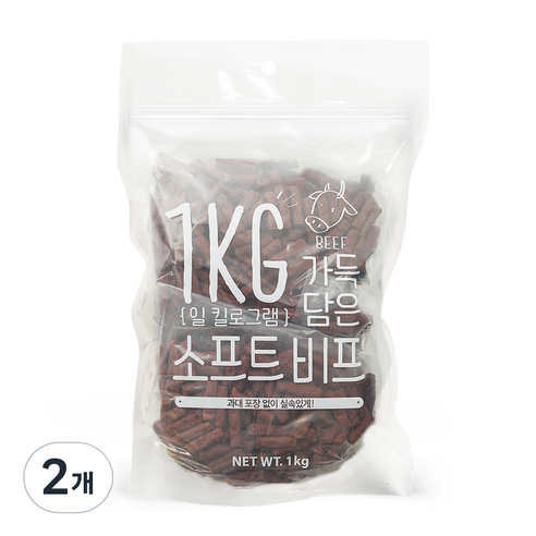 슈퍼츄 일 킬로그램 가득담은 소프트 져키 1kg, 소고기맛, 2개