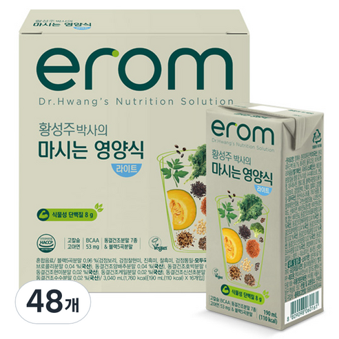 이롬 황성주박사의 마시는 영양식 라이트, 190ml, 48개
