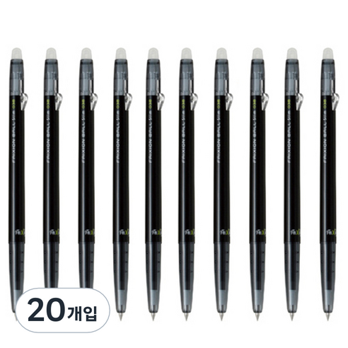파이롯트 프릭션 볼 슬림 중성펜 0.38 mm, 블랙, 20개입