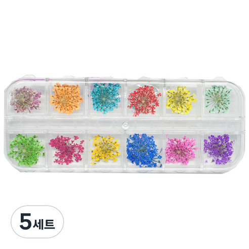 바르나 드라이플라워 안개꽃 네일 파츠 세트, 5세트, 혼합색상