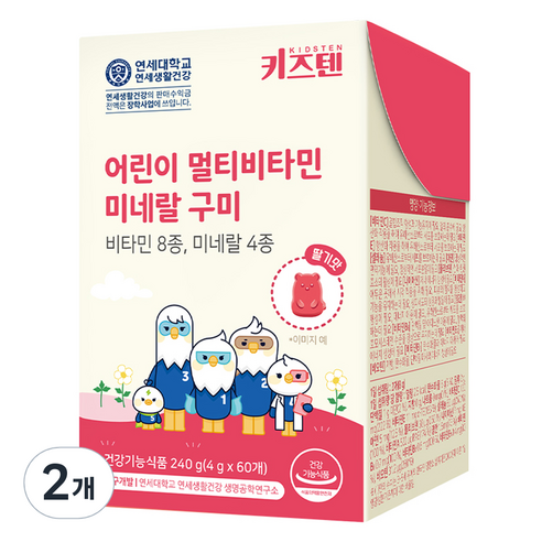 키즈텐 어린이 멀티비타민 미네랄 구미 60p, 60정, 240g, 2개