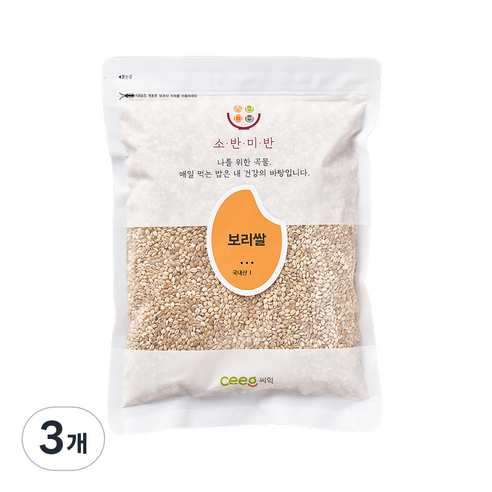 씨익 소반미반 보리쌀, 1kg, 3개