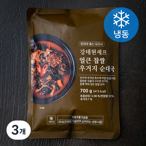 강태현셰프 얼큰 찹쌀 우거지 순대국 (냉동), 700g, 3개