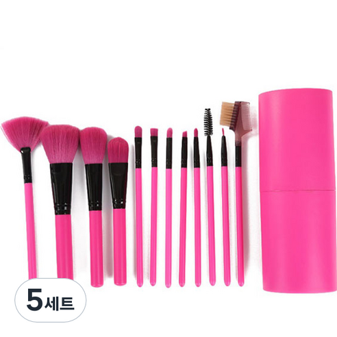 더벨라 페이스 메이크업 파우더 브러쉬 12종 세트, 5세트, 레드
