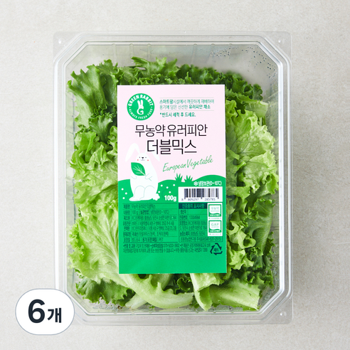 그린래빗 무농약 인증 유러피안 더블믹스 샐러드, 100g, 6개