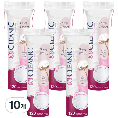 클레아닉 Pure Effect 소프트 터치 화장솜, 120개입, 10개