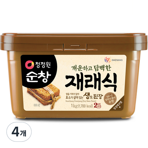 청정원순창 재래식 생된장, 1kg, 4개