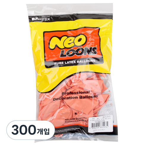 네오룬스 30 cm 라운드풍선, 파스텔 피치, 300개입