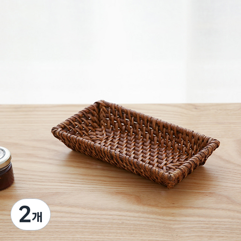 마켓비 SILON 수제트레이 사각 20 x 10 x 3 cm, 다크브라운, 2개
