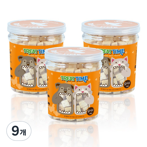 트릿타임 반려동물 동결건조 간식 80g, 9개, 닭고기 + 호박 혼합맛