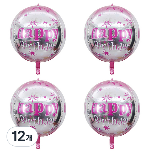 파티공구 생일 4D풍선, 12개, 스타핑크