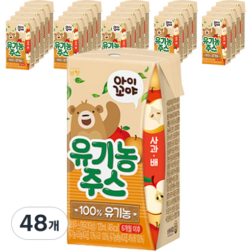 아이꼬야 유기농 주스, 혼합맛(사과/배), 120ml, 48개