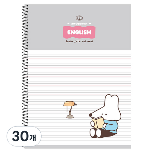 뭉구 1000 보바 스프링 영어노트, 그레이, 30개