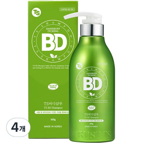 TS 비디 비듬샴푸 상큼한 오렌지향, 500g, 4개