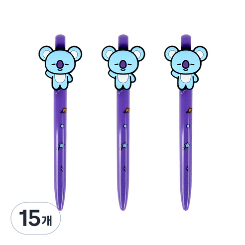 라인프렌즈 BT21 피규어젤펜 0.5mm, 코야, 15개