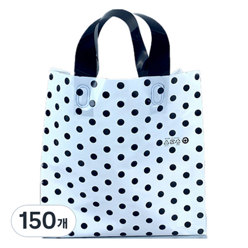 3호 손잡이 비닐봉투 30 x 38+8 cm, 도트화이트블랙, 150개