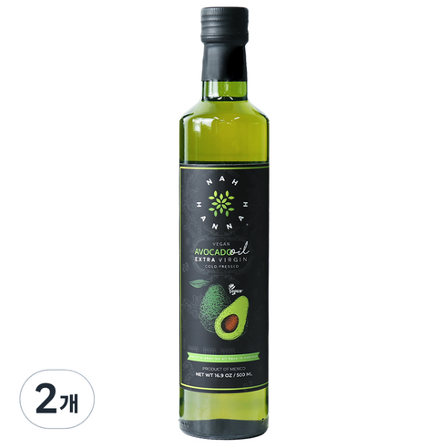 나한나 아보카도오일 엑스트라버진, 500ml, 2개