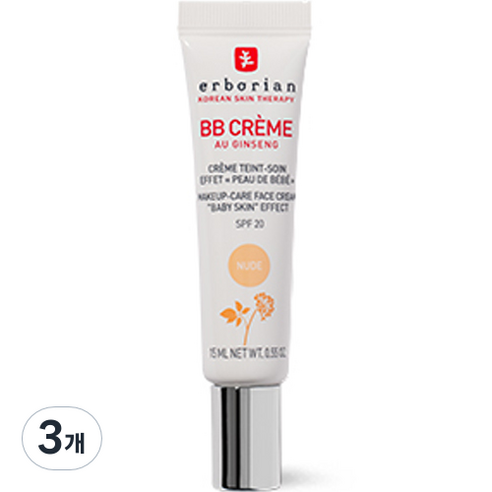 에르보리앙 BB 크림 SPF20, 누드, 15ml, 3개