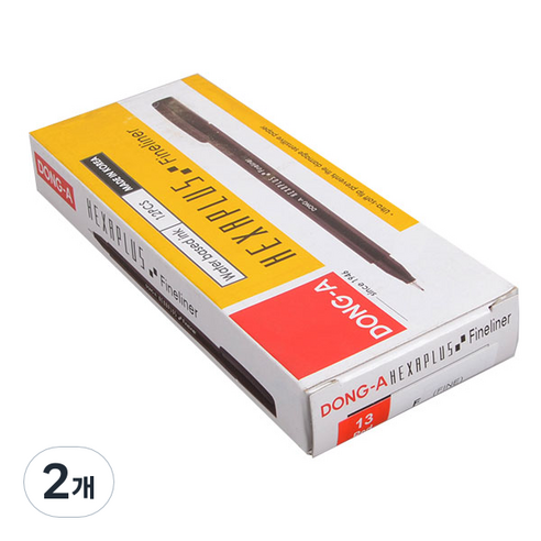 동아 헥사 파인라이너 수성펜 0.5mm x 12p, 적색, 2개