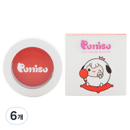 뿌띠슈 어린이용 플레이 크리미 블러셔 2.5g, 02 메리골드오렌지, 6개