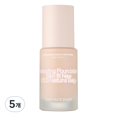 더페이스샵 잉크래스팅 파운데이션 슬림핏 뉴 15ml, V203 내추럴 베이지, 5개