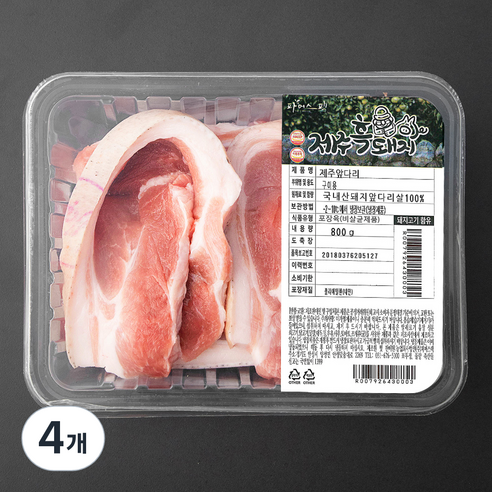 파머스팩 제주 흑돼지 미박앞다리 구이용 (냉장), 800g, 4개