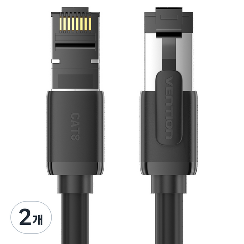 벤션 LSZH 난연 CAT8 SFTP 초고속 인터넷 랜케이블, 블랙, 2개, 8m