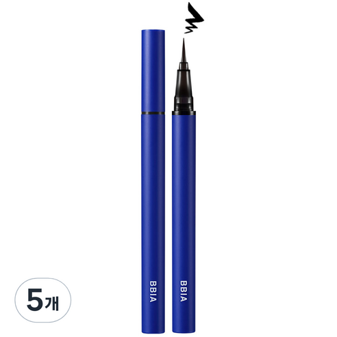 삐아 네버 다이 브러쉬 아이라이너 0.4g, 01 매트 블랙, 5개