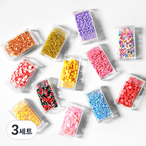 투영 네모케이스슬라임 토핑파츠 12종세트, 3세트, 혼합색상