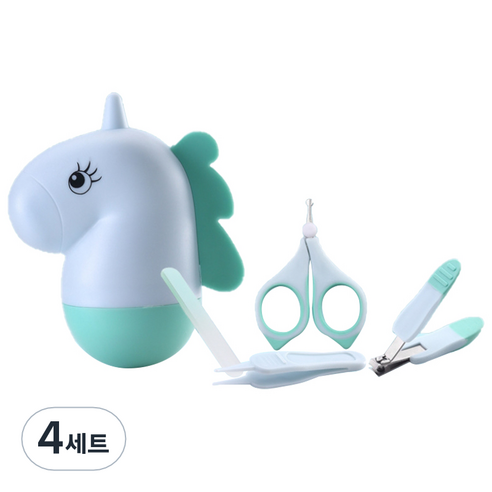라이프투비 유아용 동물 캐릭터 손톱깎이 세트, 유니콘 블루, 4세트