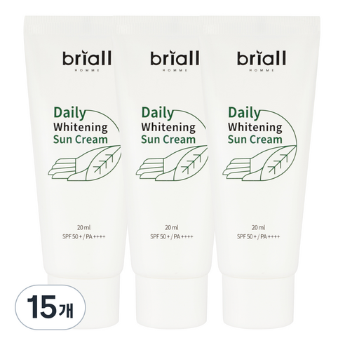 브리올옴므 남성용 데일리 화이트닝 선크림 SPF50+ PA++++, 20ml, 15개