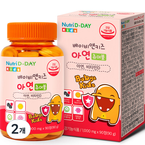 뉴트리디데이 베이비앤키즈 아연 츄어블 90g, 90정, 2개