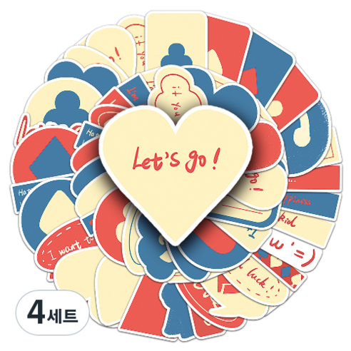문곰상점 감성 다이어리 꾸미기 캐리어 스티커 50종 세트, 카드 말풍선, 4세트