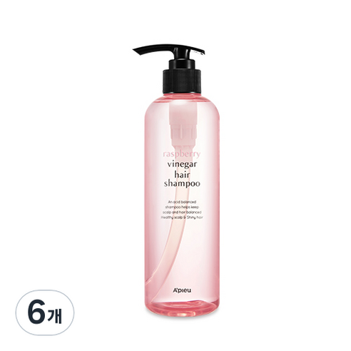 어퓨 라즈베리 식초 헤어 샴푸 라즈베리향, 500ml, 6개