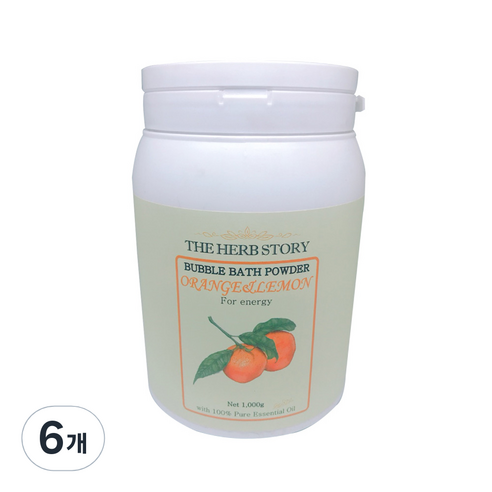 더허브스토리 대용량 버블바스 파우더 오렌지 앤 레몬향, 1kg, 6개