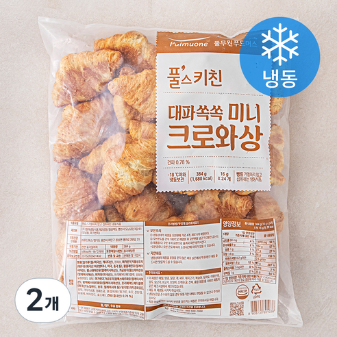 풀스키친 대파쏙쏙 미니 크로와상 24개입 (냉동), 2개, 384g