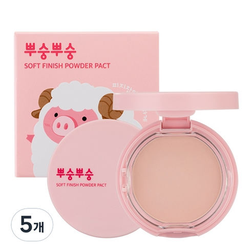 미팩토리 뿌숭뿌숭 파우더팩트 9g, 핑크, 5개