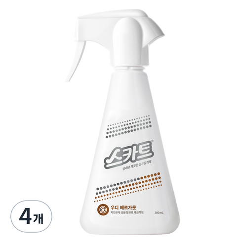 스카트 유한킴벌리 섬유탈취제 우디 베르가못, 380ml, 4개