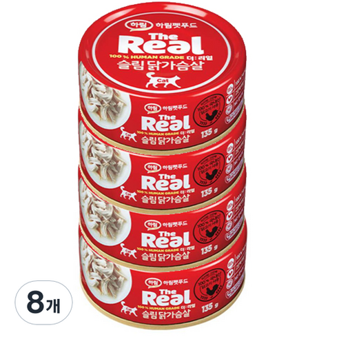 하림펫푸드 더리얼 DOG 슬림 캔 강아지 간식, 135g, 8개