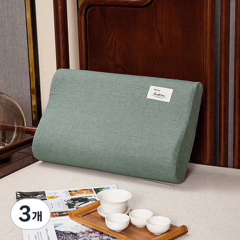 코메리 메모리폼 베개커버 베개잇 B1055, 그린, 55 x 35 cm, 3개