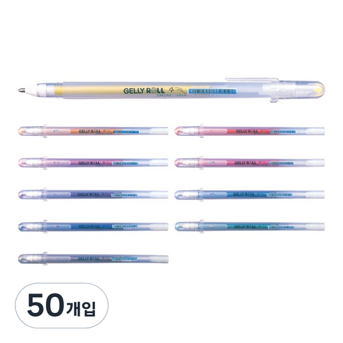 사쿠라 스타더스트 개폐식 볼펜, 혼합 색상, 50개입