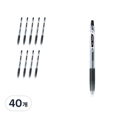 파이롯트 쥬스 젤잉크펜 0.7mm LJU-10F, 블랙, 40개