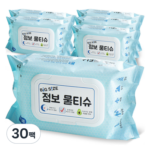 빅사이즈 점보 물티슈 캡형, 30개, 50매, 55g