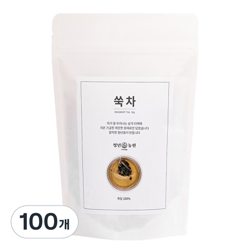 청년농원 저온가공 쑥차 삼각티백, 1g, 100개, 2개