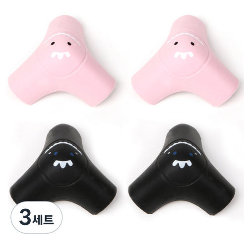 엘로시오 공룡 코너보호대 블랙 2p + 핑크 2p, 3세트, 블랙 + 핑크