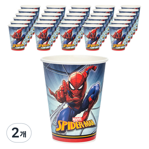 마블 스파이더맨 오리지널 종이 파티컵 290ml, 2개