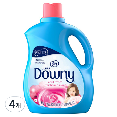미국산 다우니 울트라 섬유유연제 에이프릴 프레쉬 본품, 3.06L, 4개