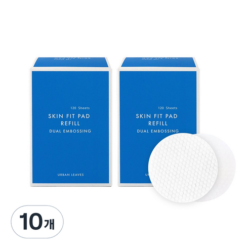 어반리브즈 듀얼엠보싱타입 스킨 핏 패드 리필형 120p, 120매, 10개