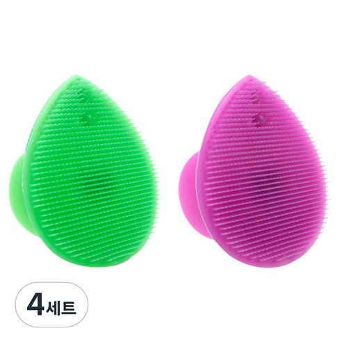피부사랑 실리콘 클렌징 패드 2p 세트, 그린, 퍼플, 4세트