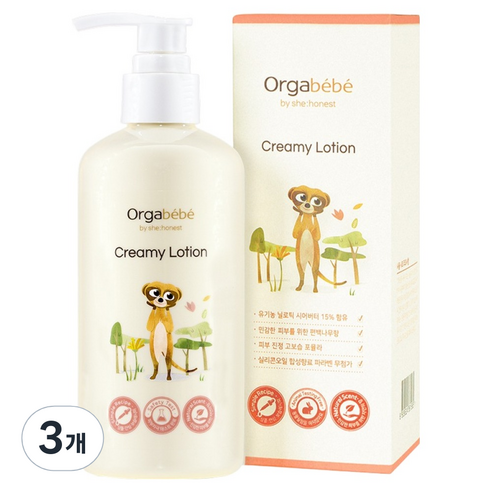 오가베베 유아용 크리미 고보습 올인원 로션, 300ml, 3개